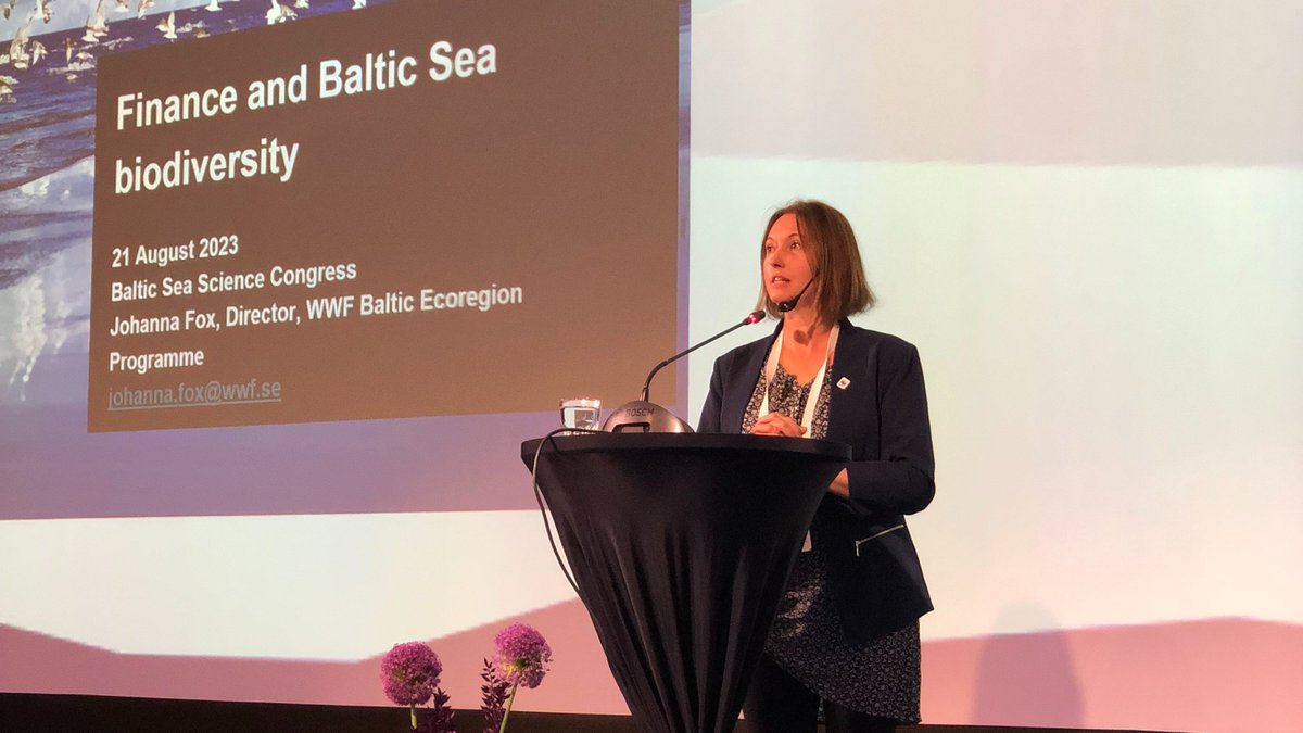 WWFBaltic's tweet image. &quot;We need the private sector to help close the science gap and to actively contribute to the protection and #restoration of the Baltic Sea&quot; - Vanessa Ryan, @WWFSuomi speaking at the #BSSC2023 today.

Join us now for the panel discussion: Finance for the #BalticSea #biodiversity.