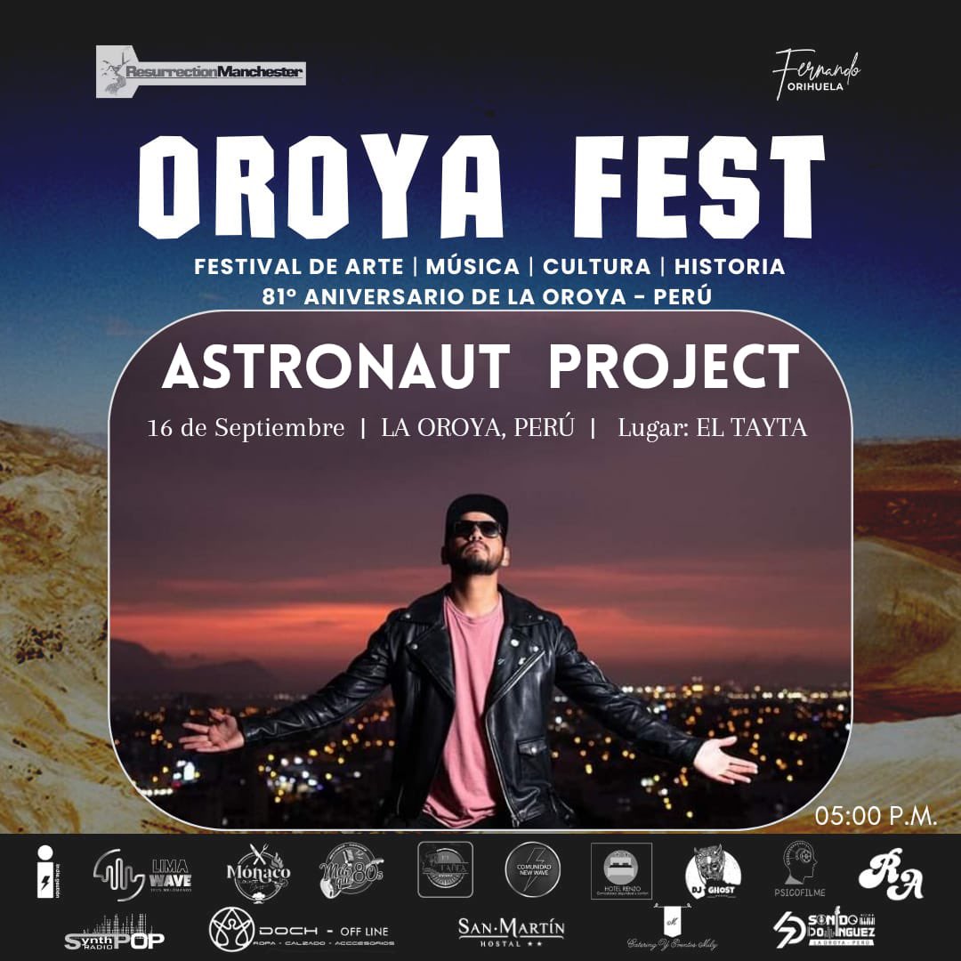 astronautperu's tweet photo. Sábado 16 de septiembre “Oroya Fest”: Bandas y Dj’s en vivo. Entradas a la venta en @joinnus y @atrapaloperu
#AstronautProject https://t.co/EOPQRMU7xv