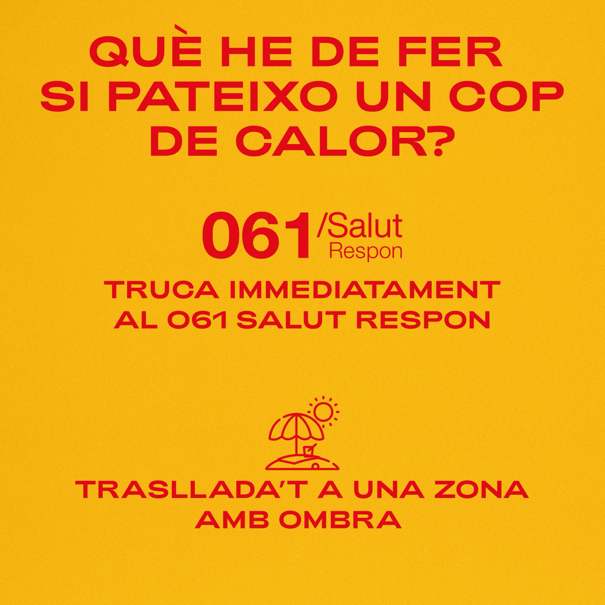 salutcat's tweet photo. 🥵 Com puc saber que estic patint un cop de calor?

Augment de la temperatura;
Mal de cap i nàusees;
Pell calenta i no suada;
Respiració i freqüència cardíaca accelerades;
Alteracions de l’estat mental.

📞 Truca al 061 Salut Respon; el cop de calor és una emergència mèdica. https://t.co/dR0wJMa553