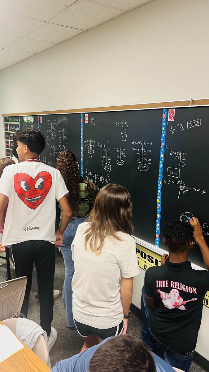 hshabz's tweet photo. Monday morning looked great in our Alg 1 classrooms! Ss were vertical, talking, explaining, watching others, working with algebra tiles, and writing at their wipebooks!!! #KISDSecMath #crhsmath #icyoucincomath #cpoe @kaye1332 @jeremywstahl @RachelARice07 https://t.co/7jcgYXC4aY