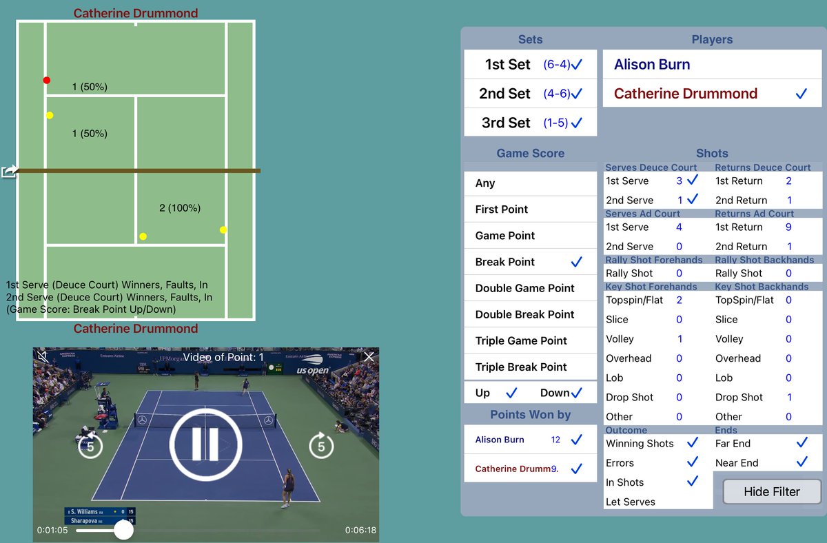 protrackertenis's tweet photo. Version 7.2 available. Focuses on the ability to connect a match video, making it easier to track matches from video, including pause and rewind. After tracking the video can be viewed via the ProTracker match analysis features (Scatter Diagrams, Momentum Chart and Replay). https://t.co/xZSmfHuOUI