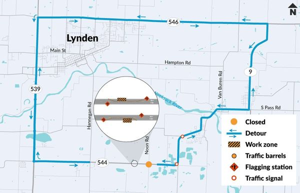 wsdot_north's tweet image. Good morninging, Northenders! ☀️
Starting NOW in #WhatcomCounty, a monthlong FULL closure SR 544 just west of Noon Road (MP 3) near Everson for fish passage construction 
⏰Plan ahead &amp;amp; give urself extra time
🔃A signed detours will be in place using SR 544, SR 539, SR 546, SR 9