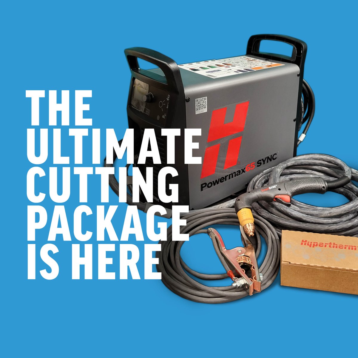 Want the ultimate package?: 25ft hand torch, earth lead &amp; three 65amnp SYNC cartridges ✅ Don't miss out on the Hypertherm™ PowerMax 65SYNC Plasma Cutting Package. Do more in less time whilst cutting costs and increasing productivity. Get yours today: ow.ly/TB7x50Pzlmb