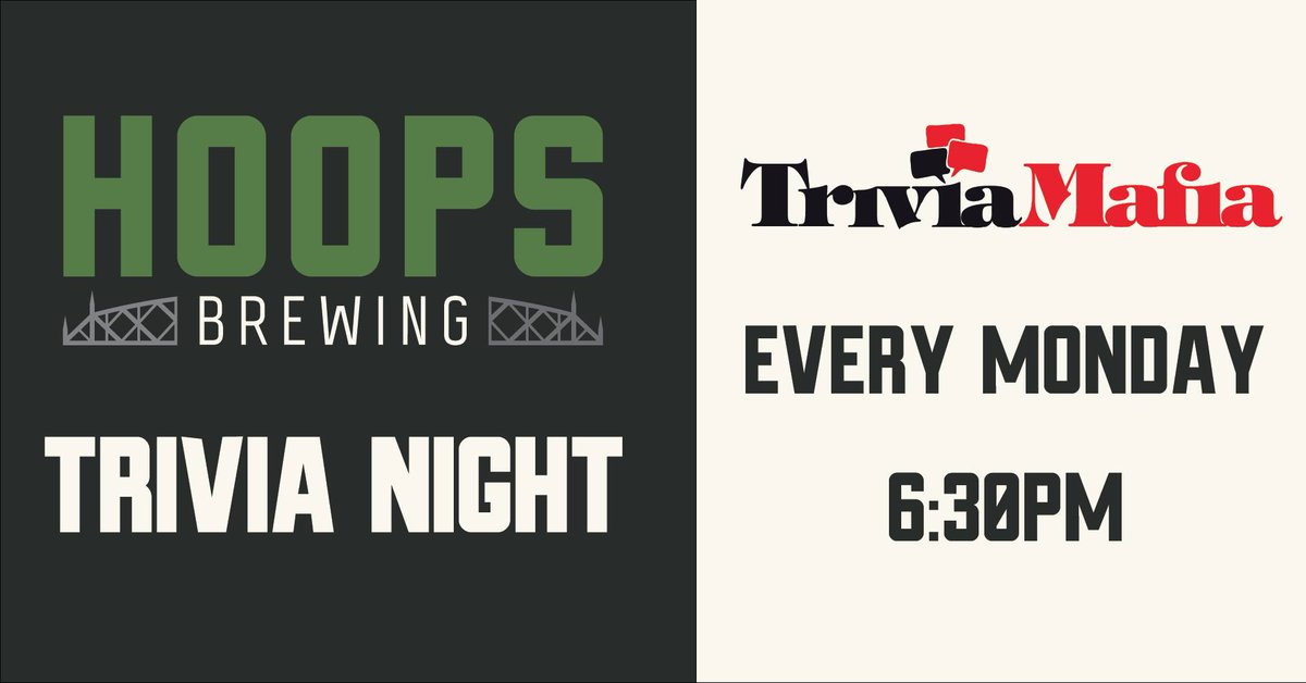 Trivia Night at @hoopsbrewing | 6:30 to 8:30pm facebook.com/events/7049486…