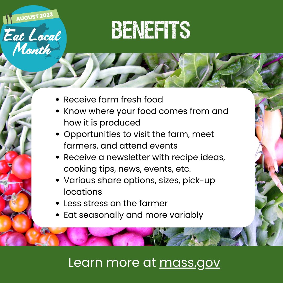 bostonlocalfood's tweet image. 🤔Want a way to make sure you’re eating local? Join a CSA! Get the freshest food and support local agriculture. Use the EatLocalMA App to find one that works for you. #eatlocalma #eatlocalmonth #localgreenfair