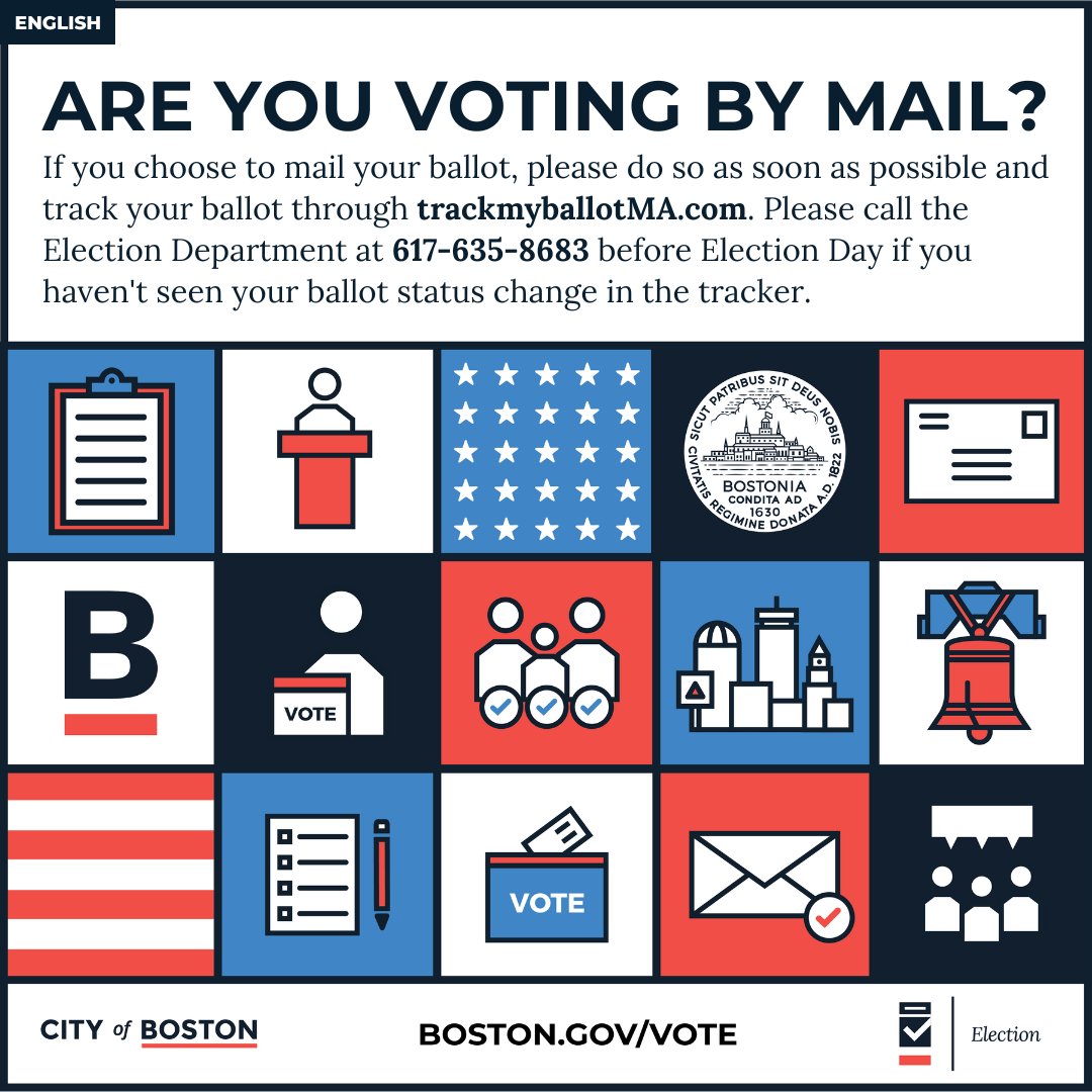 Preliminary Municipal Election: Vote-by-Mail Ballots must reach the Boston Election Dept. or a Drop Box by 8pm on Tuesday, September 12th boston.gov/departments/el…