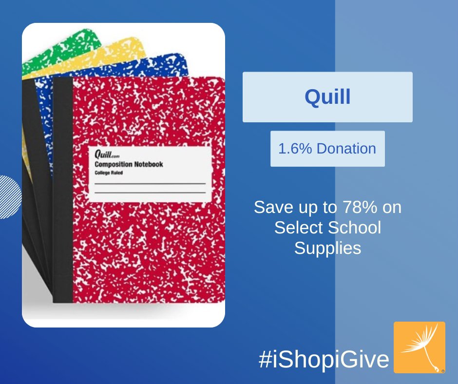 Save a whopping 78% on select #schoolsupplies at @Quillcom - earn a #free #donation when you stock up via iGive. ow.ly/AzoT50Pl5zT
#iGiveDoYou? #iShopiGive