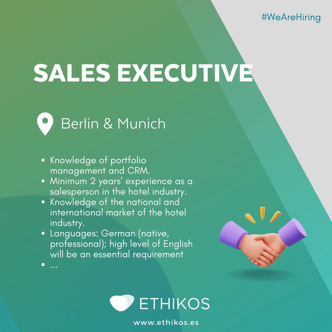 💚 Check our latest vacancies!💙
👉jobs.ethikos.es/es

#ethikos #seleccioninlcusiva #trabajo #hiring
