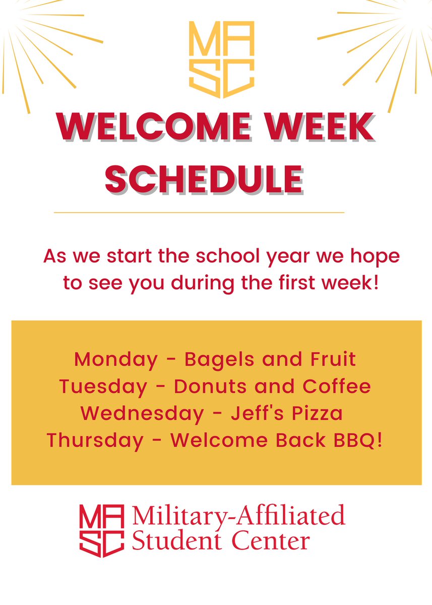 Stop by the MASC for different treats this week or join us for our Thursday night cookout!