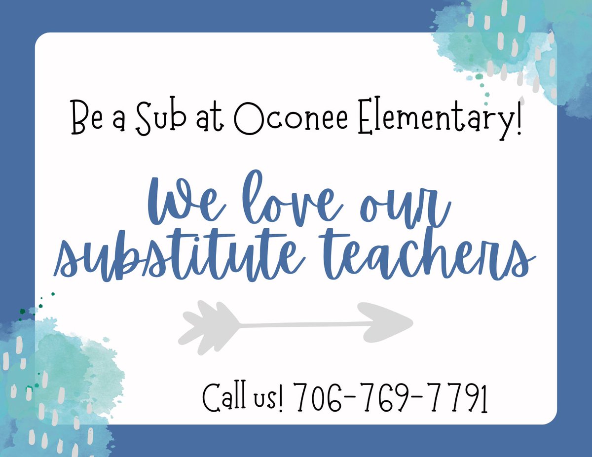 We sure love our substitute teachers at OCES!  Contact us today to inquire about being a sub.
