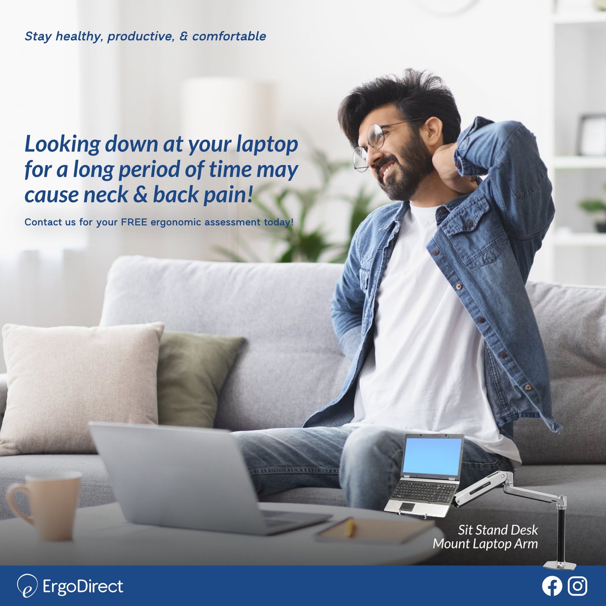ErgoDirect's tweet photo. Work from home using your laptop without having to suffer from neck &amp; back pain. One of the best ways to improve your workstation is to use a laptop arm -> https://t.co/DpammOr7Hs
 
#ergotips #ergonomics #ergodirect #laptopwork #neckpain #workfromhome https://t.co/YREpDTLPhM