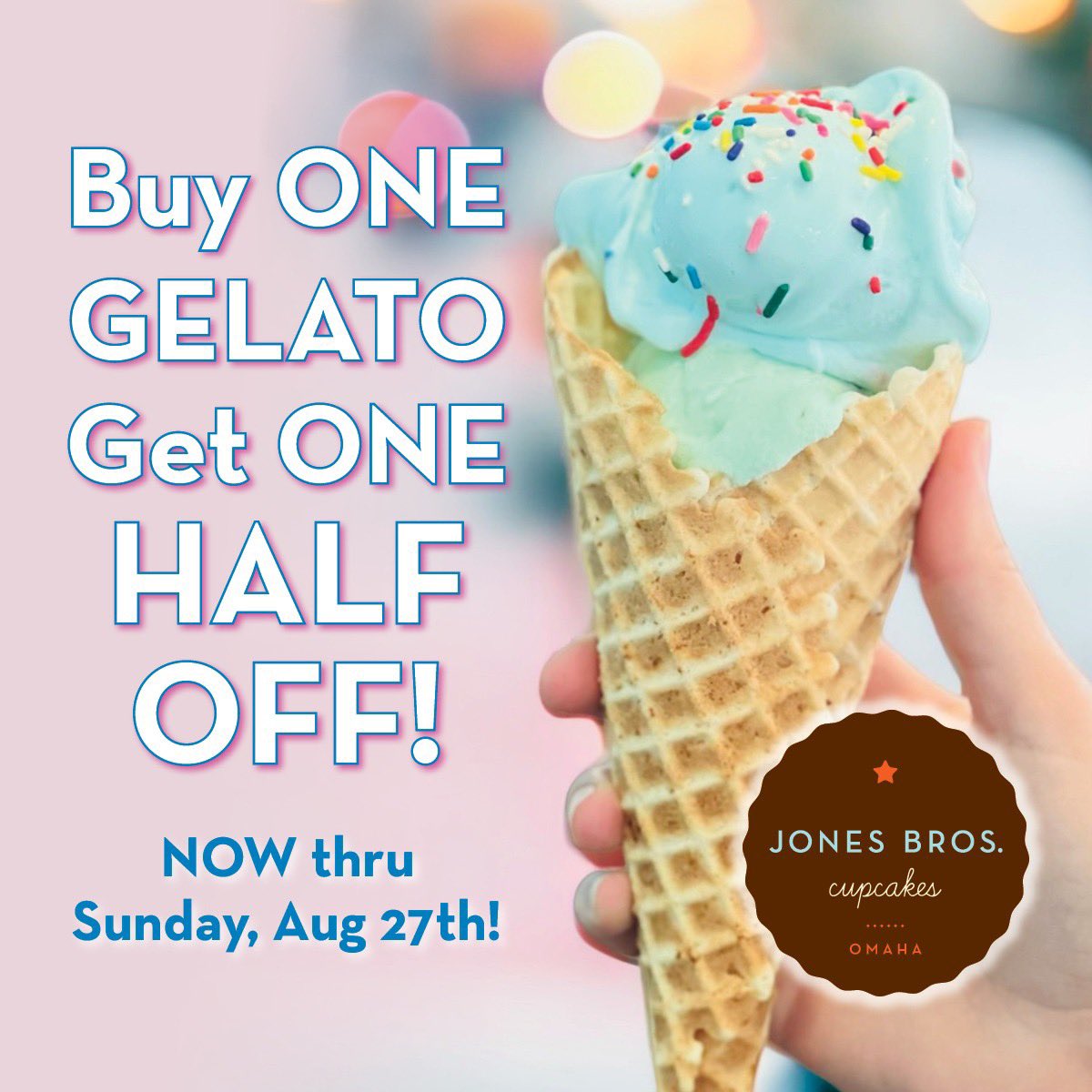 🎶We're having a heat wave!🎶 Stop in &amp; cool off with Jones Bros famous homemade Gelato! Buy One Gelato, Get One HALF OFF! NOW thru Sunday, Aug 27th!