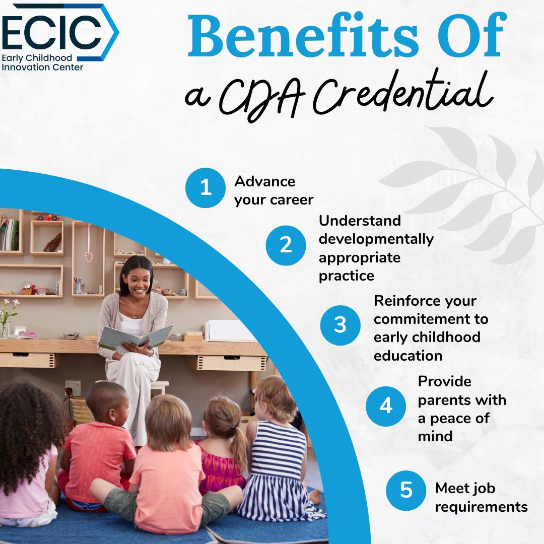 ECICDelaware's tweet photo. Here are some benefits of earning a CDA credential! 

Please email us at ecic@desu.edu or call us at 302-857-7400 for any questions, comments, and concerns. https://t.co/TIaKMeIWel