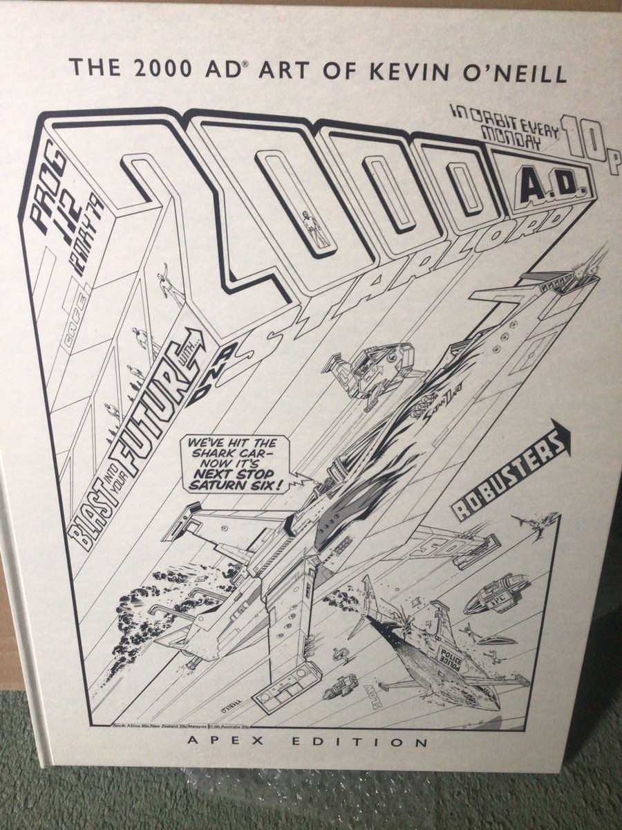 ComicsRob's tweet photo. Just getting around to really looking at Kevin O’Neill’s @2000AD ‘APEX Edition’. 

It’s like a switch flips in his brain around Prog 89. The Volgan’s war ships with the intricate detail we come to know &amp; love.

All kinds of techniques. The world building is impeccable. https://t.co/Pb8zqwvTBx