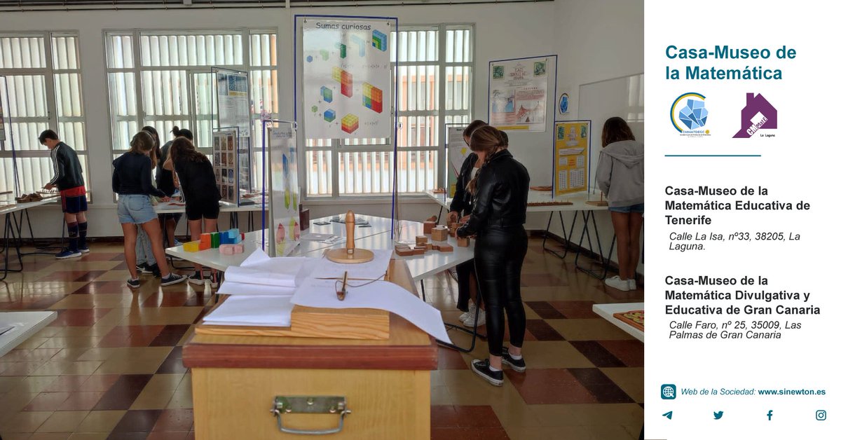 SCPMLBalbuenaC's tweet photo. ¿Eres docente y buscas una forma diferente de enseñar matemáticas a tu alumnado? Organiza una 🚌visita durante el curso escolar a las Casa-Museo de la Matemática de #GranCanaria o #Tenerife🧮

+info: https://t.co/S8oonxoh9g

#EducaciónMatemática #CasaMuseo #SCPM #SCPMLBC https://t.co/nDwW2Sjryw