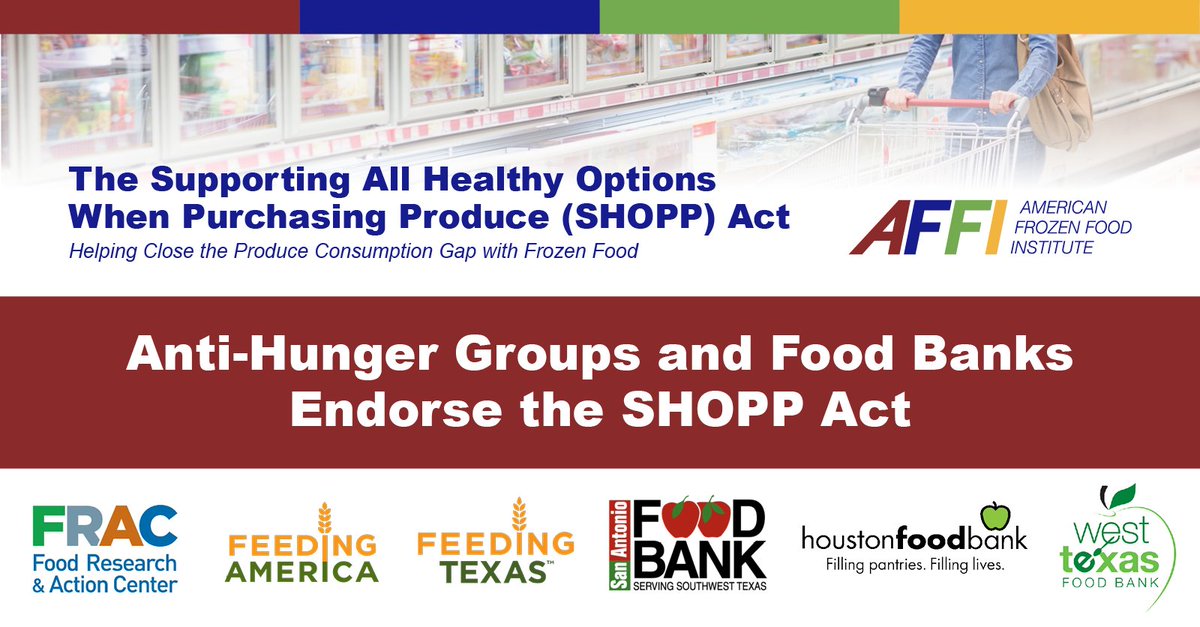 National and state anti-hunger groups and food banks such as <a href="/FeedingAmerica/">Feeding America</a> and <a href="/FRACTweets/">Food Research & Action Center</a> endorse the #SHOPPAct. Learn more about how this legislation can help make produce consumption easier for #SNAP participants: affi.org/SHOPPAct