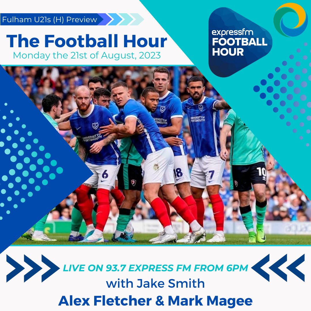 LIVE AT 6PM: <a href="/JakePompeySmith/">Jake Smith</a> presents The Football Hour, supported by <a href="/StagecoachSouth/">Stagecoach South</a>!

🗣️ <a href="/AlexFmedia1/">Alex Fletcher</a> &amp; <a href="/MarkMagee19/">Mark Magee</a> check in to discuss #Pompey’s recent stalemate.

👏 Julian Browning also discusses his cameo appearance as linesman.

93.7 FM • DAB • expressfm.com/player