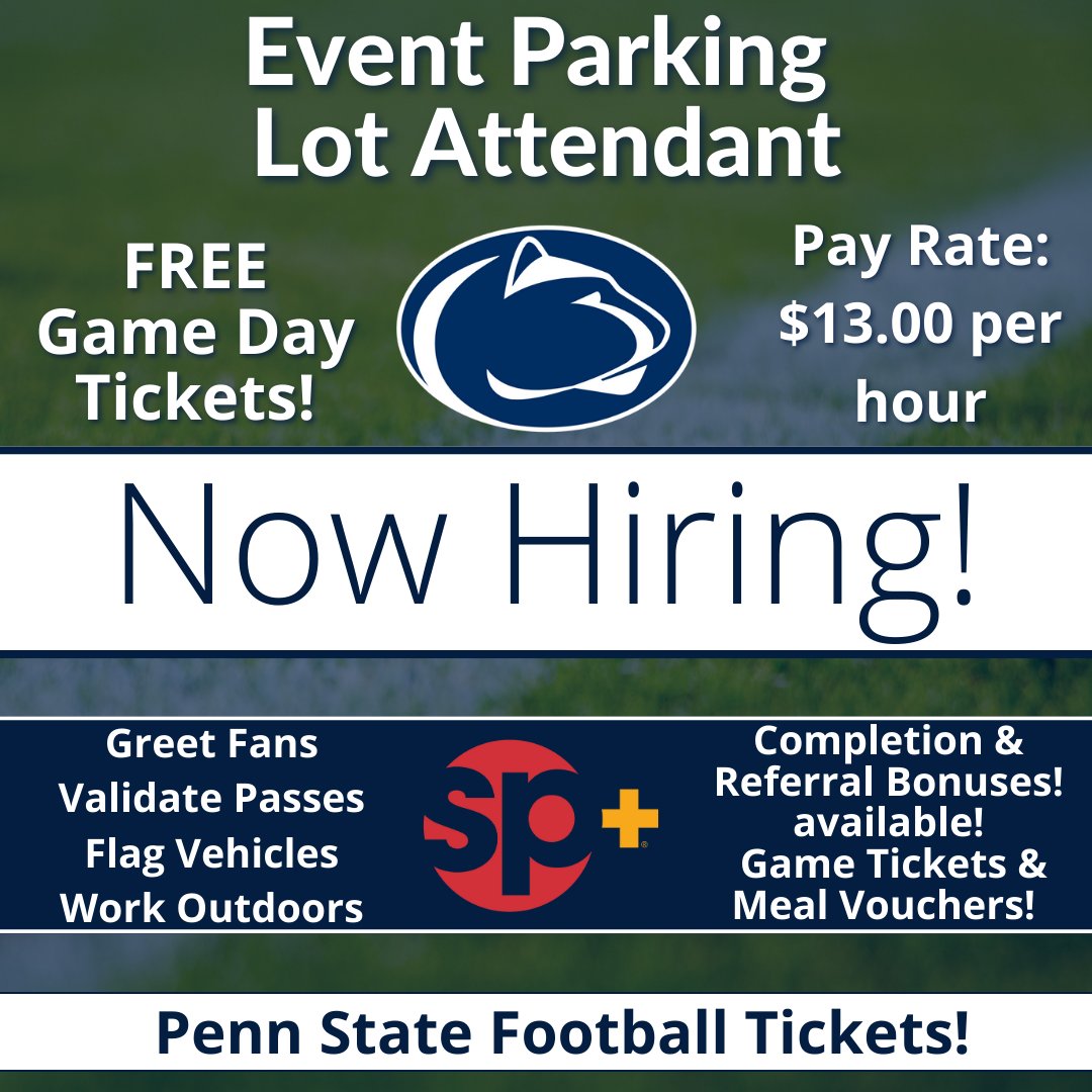 It's time to join SP+ for the 2023 Football Season at PSU! Apply today! #pennstate #PSUJobs #spplus
eventshiring-spplus.icims.com/jobs/search?ss…