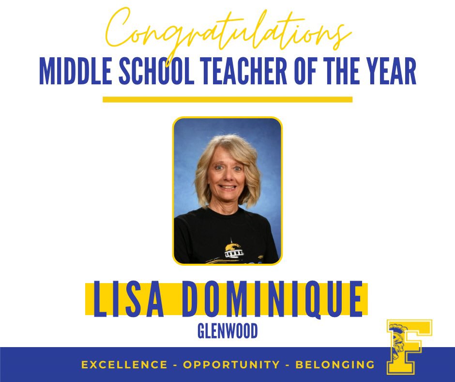FCSTrojans's tweet image. Findlay City Schools is celebrating Lisa Dominique, Glenwood Intervention Specialist. According to her colleagues, “Lisa never tires; she is always vibrantly alive. She will always do the right thing in the best way, no matter the work required.”