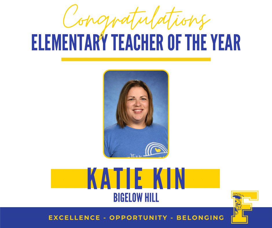 FCSTrojans's tweet image. Findlay City Schools is celebrating Katie Kin, Bigelow Hill teacher. The nominations describe her passion for content and subject matter as “contagious, placing awe and wonder in the minds of her students. She leads her school with a vision of a magical school experience.”