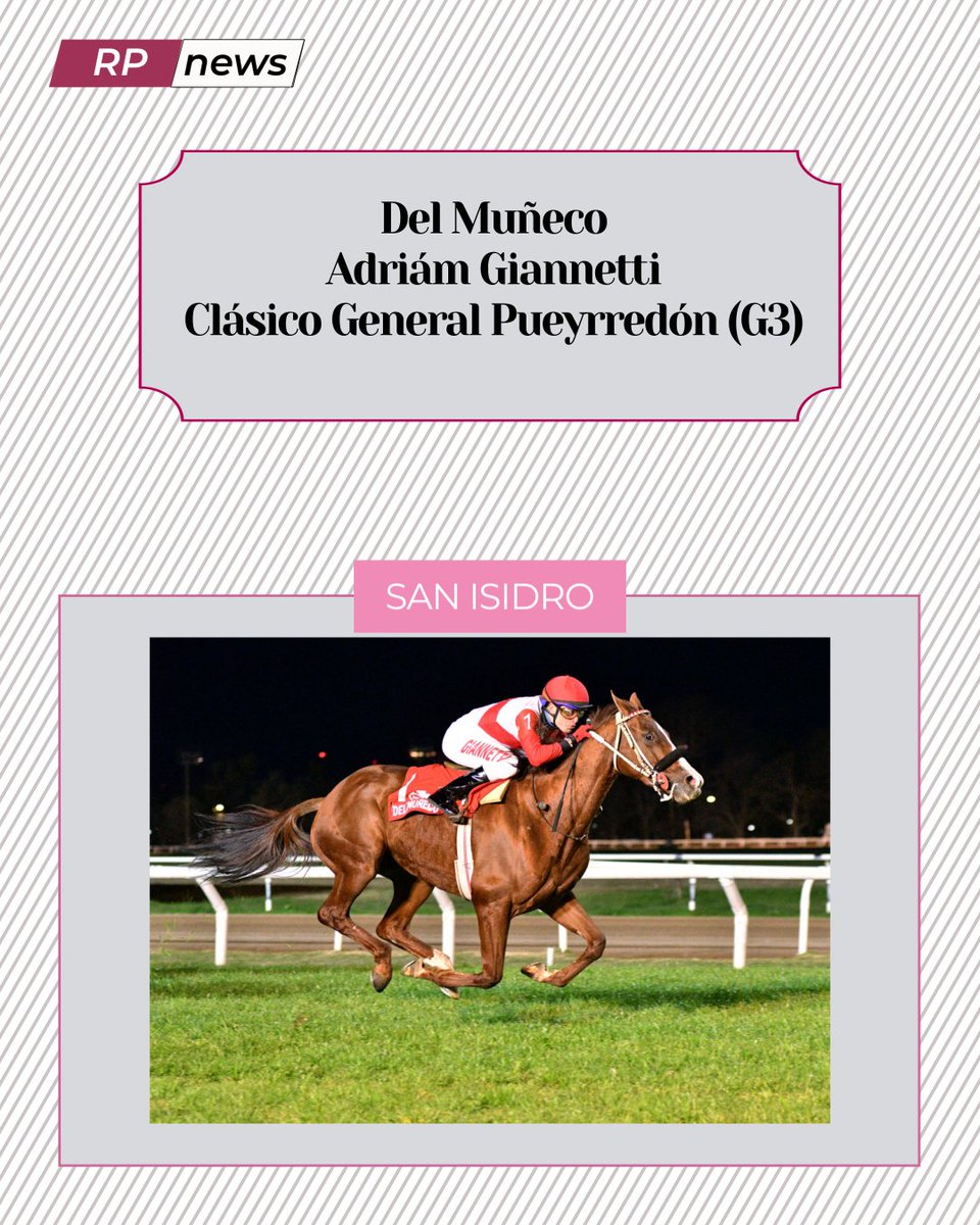 revpal's tweet photo. Del Muñeco se hizo clásico en la carrera más larga del turf argentino
El de El Pamperito S. r. (S.R.) se impuso de atropellada y por 2 1/2 cuerpos en el Clásico General Pueyrredón (G3).

https://t.co/WHwtyZU1iL https://t.co/1nZyf7oqwP