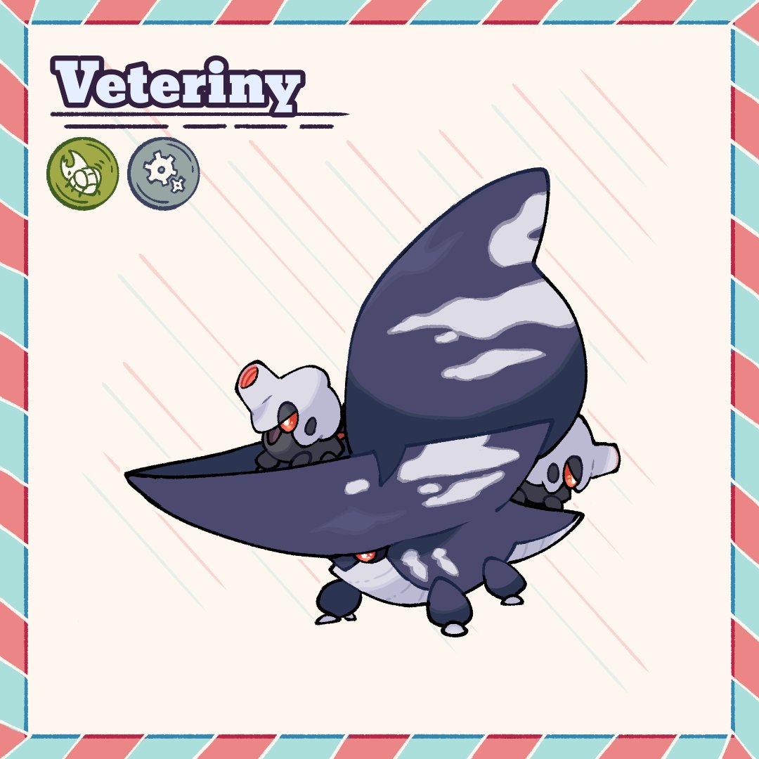 MolchiBerry's tweet image. Here&apos;s the final evo! Veteriny! The veteran Pokémon!

#Pokemon #Fakemon #Bugtype #Steeltype