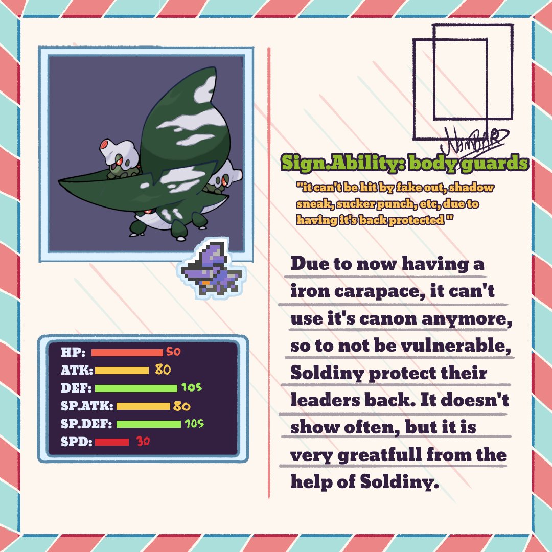MolchiBerry's tweet image. Here&apos;s the final evo! Veteriny! The veteran Pokémon!

#Pokemon #Fakemon #Bugtype #Steeltype