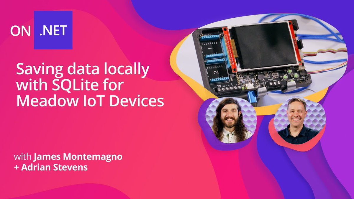 dotnet's tweet image. Today's #OnDotNET walks us through how easy it is to start storing data locally with SQLite.
➕, we get a great demo in #VisualStudio using #CSharp and NuGet packages to save data when sensor data changes on the Meadow IoT device. Check it out. 🎥 msft.it/60169z3nu