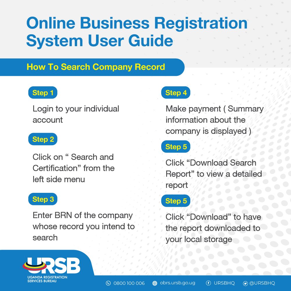 Wondering how to search company records?
Here is our Online Business Registration System User Guide .🔍 #BusinessRegistrationUG