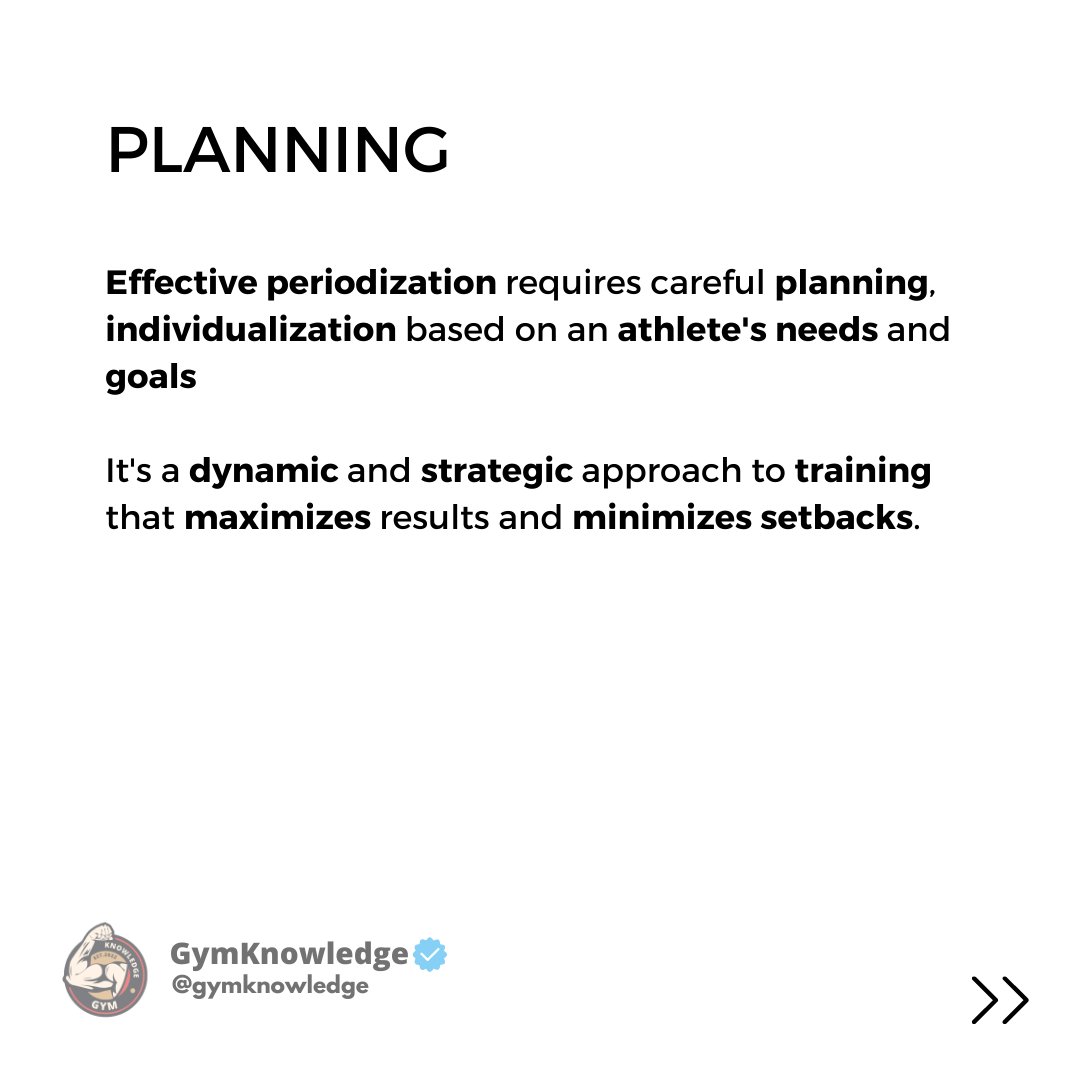 GymKnowledgeOne's tweet image. ✅🔱 Unlock the secrets of effective training with the power of periodization! 📅📈 Whether you&apos;re an athlete aiming for peak performance or a fitness enthusiast striving for consistent gains, understanding periodization is your ultimate game-changer. #gymlife #workoutplan
