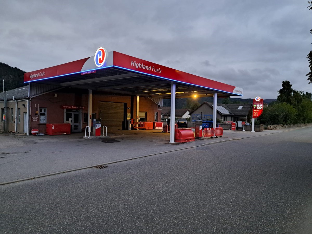 HighlandFuels's tweet photo. Riverside Garage in Ballater had a make-over last week. The station is looking fantastic! A big thank you to the local community and owners for working with and around our contractors last week. https://t.co/BY04HfbVj5