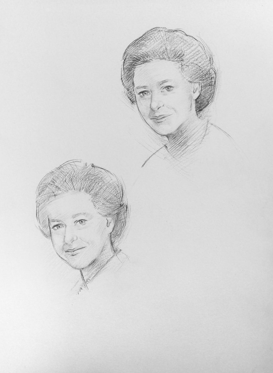 I remember Princess Margaret today on what would have been her 93rd birthday. These two small sketches were done as prep work for a portrait commissioned by The Royal Anglian Regiment.