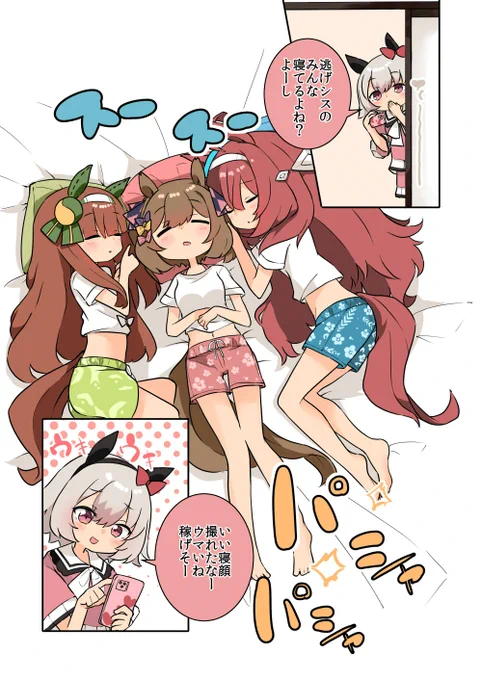疲れて寝ちゃった逃げ切りシスターズ!!

#ウマ娘
#ウマ娘プリティダービー 