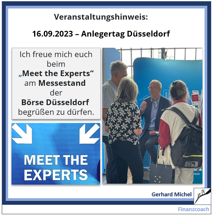 GerhardMichel1's tweet photo. Ich freue mich euch beim „Meet the Experts“
am #Messestand der #BörseDüsseldorf
begrüßen zu dürfen.
#finanzcoach #aktien #fundamentalanalyse
#valuestocks #WerteschaffenFreiheit #gerhardmichelfinanzcoach https://t.co/Yzhb9oANLz