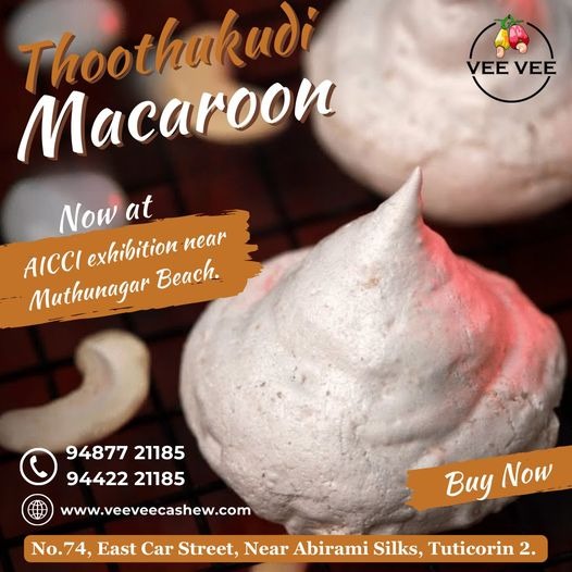 The perfect macaron is a symphony in your mouth. Contact us:94877 21185/94422 21185
veeveecashew.com
#macaroons #sweettreats #yum #desserts #indulge #foodie #dessertlover #treatyourself #bakedgoods #nammathoothukudi #thoothukudi #thoothukudimacaroons #veevee #veeveecashew