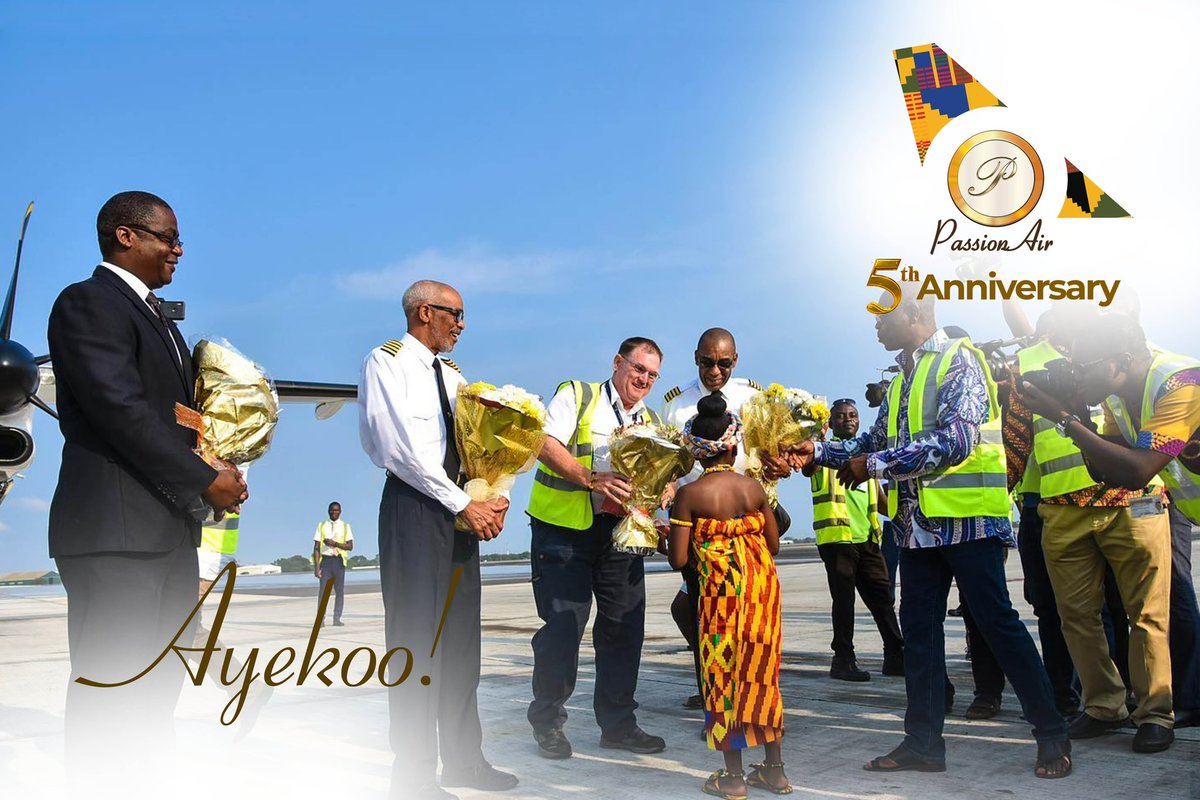 flypassionair's tweet photo. It's our 5th anniversary!🎉🇬🇭🛫 Thank you to all our passengers for flying with us over the years. We couldn't have done it without you.
#flypassionair #passionair #accra #kumasi #tamale #takoradi #ho #wa #sunyani #passionairat5 https://t.co/73XrftsmvM
