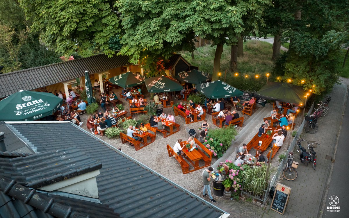 dronewageningen's tweet photo. During the VrijMiBo (friday
afternoon drinks) I made some pictures for @cafeonderdelinden📸 It's one of the oldest cafés of the Netherlands with a beautiful garden and distillery🍻 Have you been there already?🌳
#cafeonderdelinden #lindentree #beergarden #wageningen https://t.co/UMKlDEldXf