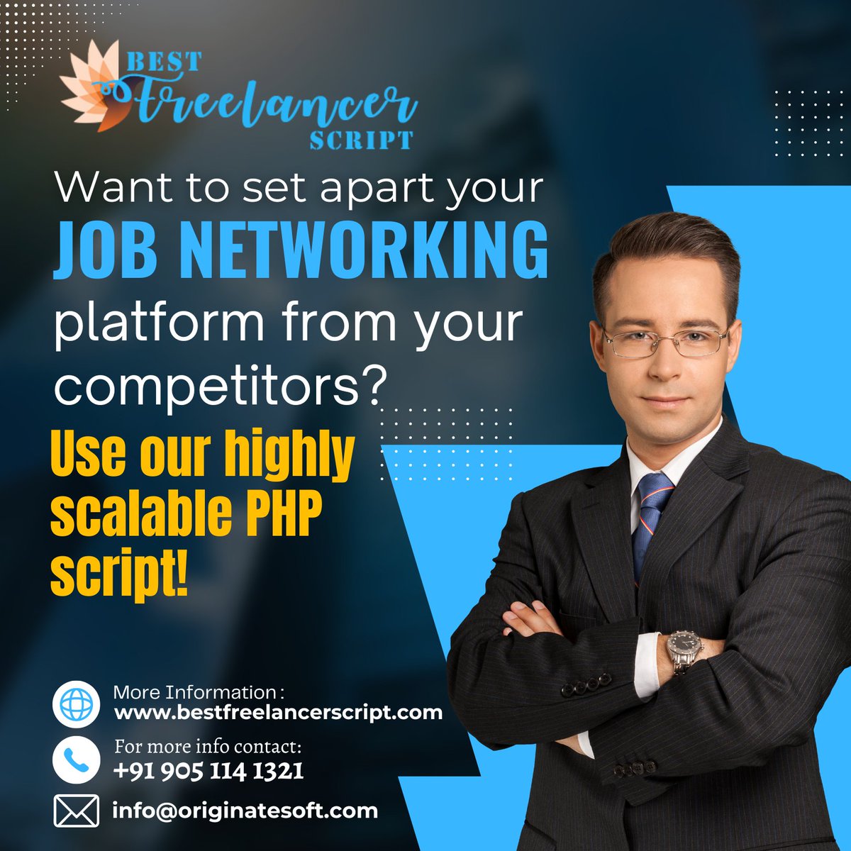 freelancerscrip's tweet image. Built with PHP and an advanced framework like Codeigniter, our turnkey #freelancescript is feature-rich, customizable & offers a strong platform for your startup job networking website.
Try a FREE demo today!
☎️ +91 90511 41321
🌐 bestfreelancerscript.com