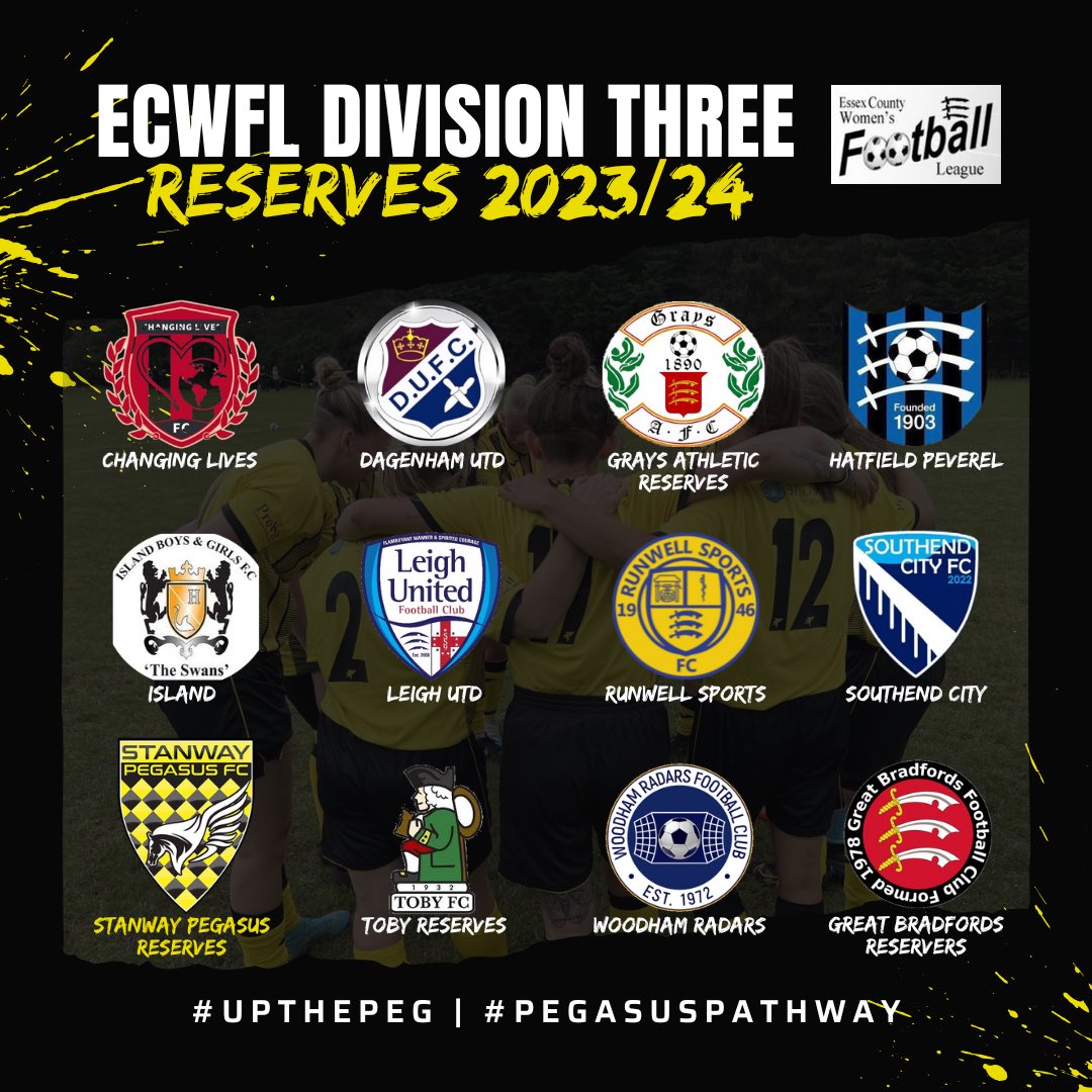 AFCPegasusWomen's tweet photo. 𝗥𝗲𝘀𝗲𝗿𝘃𝗲𝘀 | start there journey in the @ecwfl Division Three for the 2023/24 season. 

New season. New team. New pathway. 
We look forward to building this team and creating another Pegasus story. 

LET’S GO!!!

#upthepeg #pegasuspathway 🟡⚫️ https://t.co/aMU6Hn0gBE