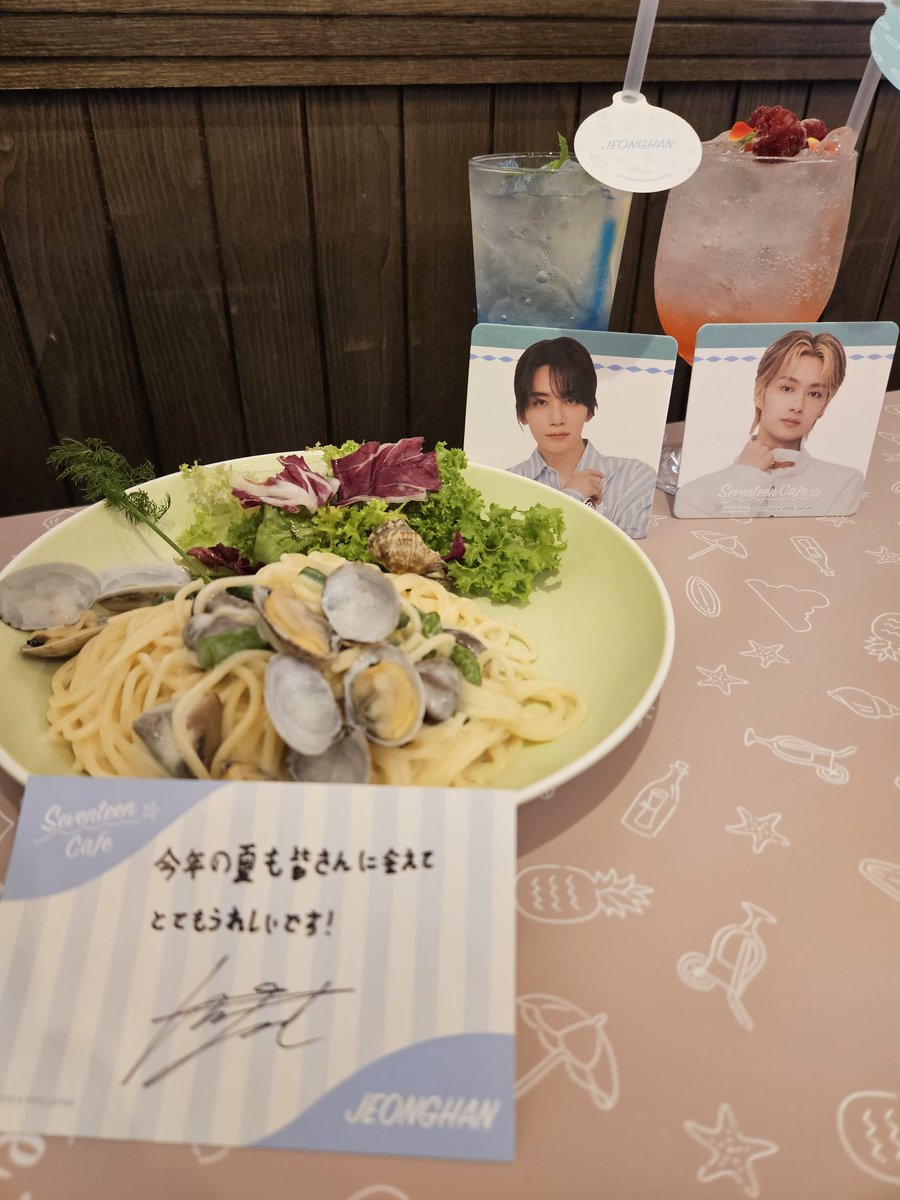 SVT3J's tweet photo. 髪結んでくれてありがとう
パスタクリームでありがとう
#セブチカフェ https://t.co/9ELGG7qYgy