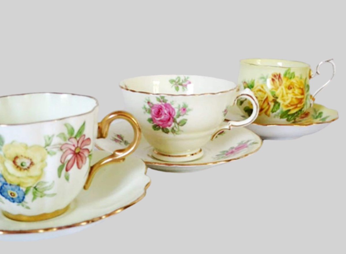 3 Tea Cups and Saucers Sets, Vintage Pastel Cottage Core Teacup Sets tuppu.net/492a82d7 #SMILEttCIJ #EpiconEtsy #SMILEtt23 #PinIt23 #VintageTeaCupSets
