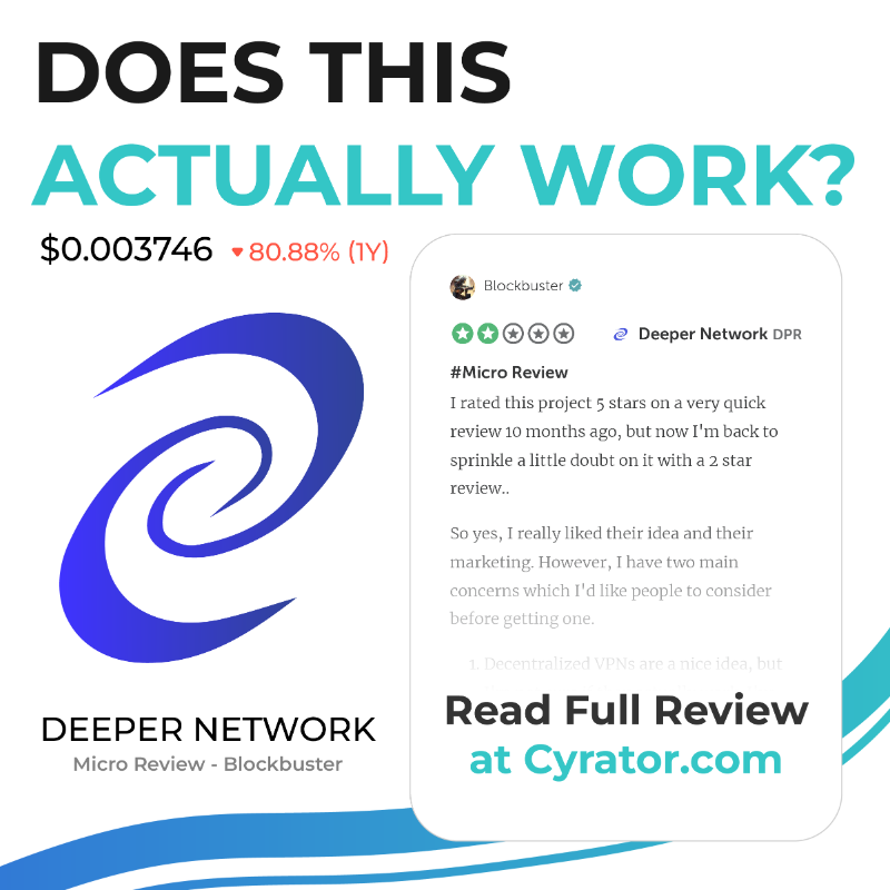 _crowdnews's tweet photo. Decentralized VPNs are a nice idea. So when we saw @deeper_network our first thought was "does this actually work"?
📣 Follow us for more crypto reviews!
$DPR #DeeperNetwork #VPN #DePIN #Web3 #decentralized #cybersecurity #portable #Crypto #Blockchainn
👇Click to read more!