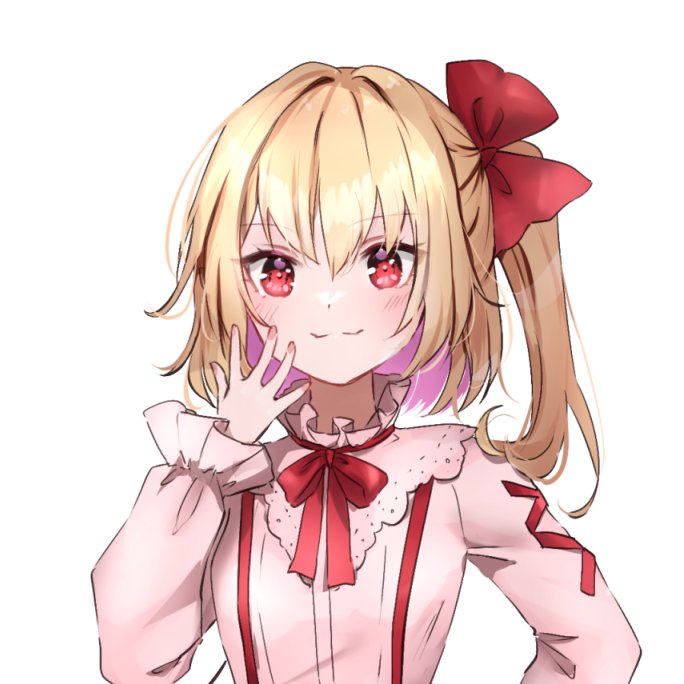 flandre scarlet 1girl solo blonde hair wings red eyes thighhighs full body  illustration images