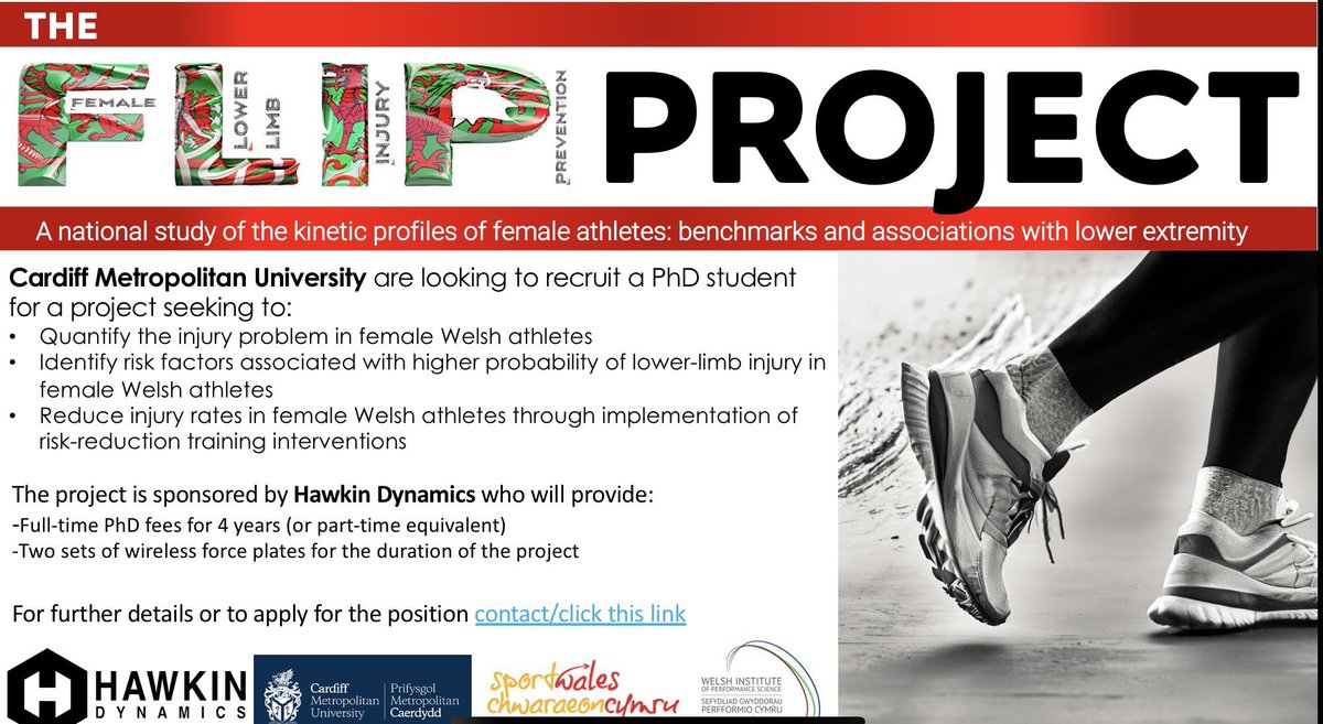 WIPS (@wipscymru) on Twitter photo Interested in female injuries and force plate assessments? Apply for this PhD opportunity in the <a href="/YPD_CardiffMet/">Youth Physical Development Centre</a> sponsored by <a href="/HawkinDynamics/">Hawkin Dynamics</a> and supervised by <a href="/Pedley_J/">Dr Jason Pedley</a> <a href="/DrJonOliver/">Jon Oliver</a> <a href="/Natalie_107/">Dr Natalie Brown</a>
findaphd.com/phds/project/t… Interested in female injuries and force plate assessments? Apply for this PhD opportunity in the <a href="/YPD_CardiffMet/">Youth Physical Development Centre</a> sponsored by <a href="/HawkinDynamics/">Hawkin Dynamics</a> and supervised by <a href="/Pedley_J/">Dr Jason Pedley</a> <a href="/DrJonOliver/">Jon Oliver</a> <a href="/Natalie_107/">Dr Natalie Brown</a>
findaphd.com/phds/project/t…