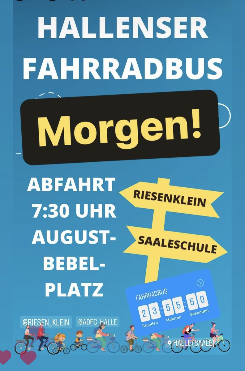 Ab morgen jeden Dienstag. 🥳 #FahrradBus #BiciBus #SicherZurKita #SicherZurSchule #KinderAufDemRad #Rad #MitDemRadZurArbeit #Team #MdRzA 🚴‍♀️🚴🚴‍♂️