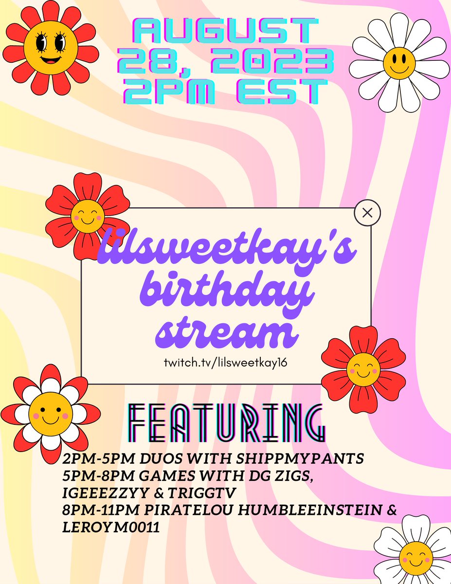 My birthday stream is in one week. Sooo excited!!!!! 🤪🤪🤪🤪🤪🤪 #TwitchStreamers #excited #fyp #birthday
twitch.tv/lilsweetkay16