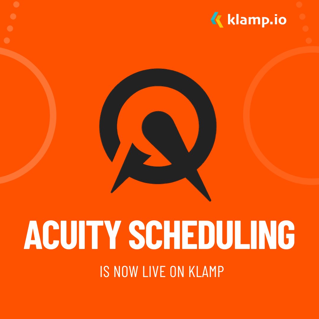 getklamped's tweet image. AcuityScheduling is now live on klamp.io!

Automate AcuityScheduling now &amp;gt;&amp;gt;&amp;gt; app.klamp.io

#AcuityScheduling #marketing #Automation #AcuitySchedulingAutomation #AcuitySchedulingintegration