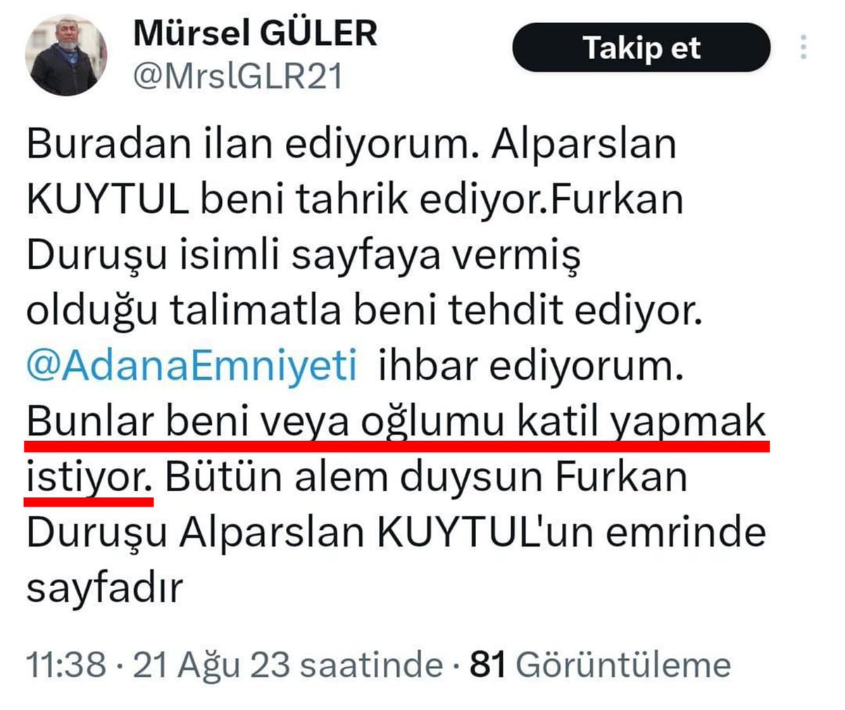 Furkan__Durusu's tweet photo. MÜRSEL GÜLER'DEN ÖLÜM TEHDİDİ!

Benim sayfam üzerinden Alparslan Hocamı ölümle tehdit ediyor. Ben sadece size hak ettiğiniz muameleyi gösteriyorum neden bu kadar tutuştunuz?

Siz bu kadar çirkin iftira atmanıza rağmen bizden bir kişi bile KATİL OLACAM demedi.

İşte siz busunuz! https://t.co/pdtWdbA50f