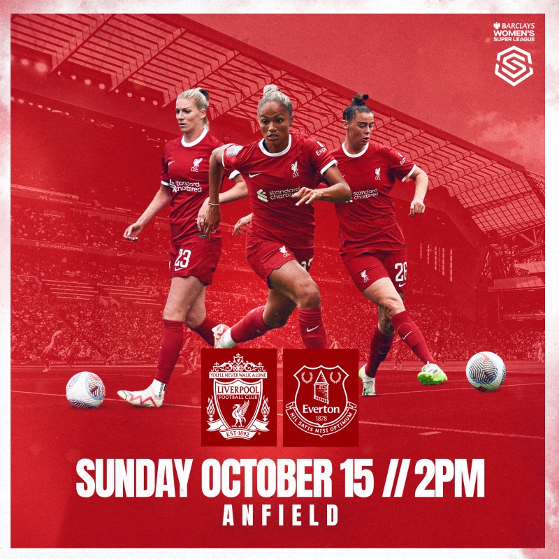 LiverpoolFCW's tweet photo. We will play our Merseyside derby against Everton FC Women at Anfield once again this season 🙌