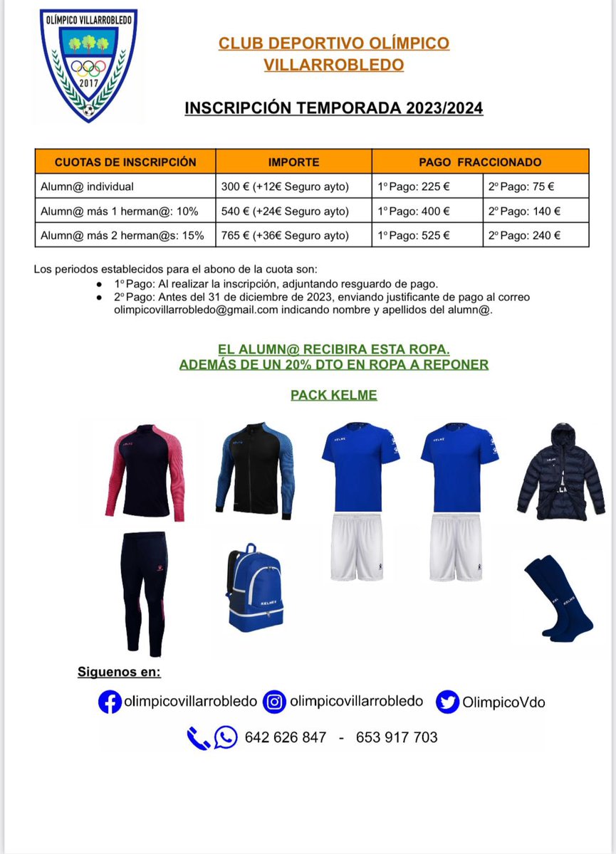 OlimpicoVdo's tweet photo. 🚨ATENCIÓN🚨

 Os informamos que a partir del día martes 22 de agosto estaremos todos los martes y jueves  de 18:00 h. a 20:00 h. en la sede de los campos de San Antón para dar y recibir  inscripciones , dudas , preguntas y tallaje . https://t.co/edcm3y3mSq